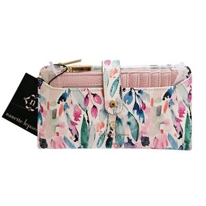 Nanette Lepore "Winter Watercolor" Bi-Fold Wallet/ Card Case Holder, 2 Piece Set